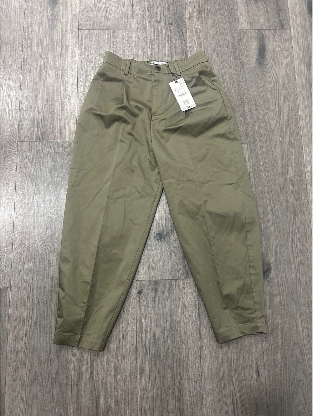 Zara Olive Green Tapered Ankle Pants